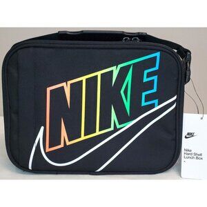 Nike Lunch Box Insulated Hard Shell 4L Black Logo Swoosh School Snack Bag NEW